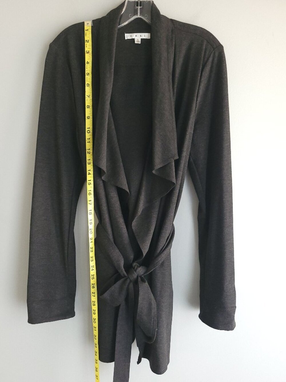 Cabi Take Two Draped Ponte Knit Wrap Cardigan Charcoal Gray L - Picture 8 of 10